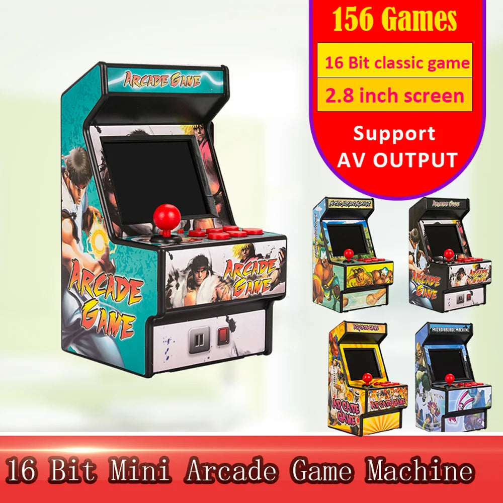 Mini Arcade Handheld Game Console 2.8 Inch Screen Built in 156 Retro Games 16 Bit Portable Video Game Console for Sega AV Output