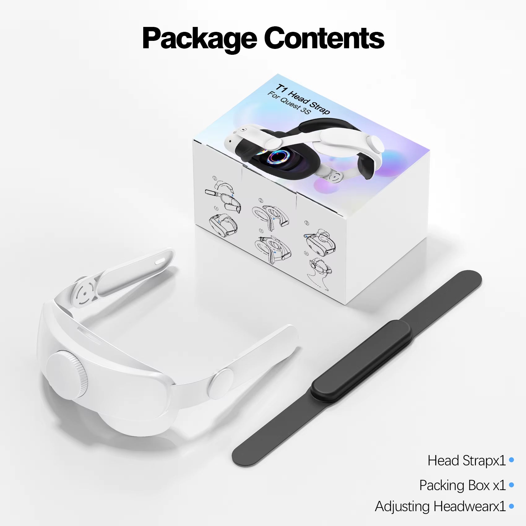 HUANDAI Design for Meta Quest 3/ 3 Elite Strap Adjustable Head Strap